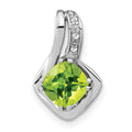 14k White Gold Peridot and Diamond Chain Slide Pendant
