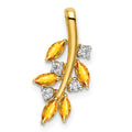 14k Citrine and Diamond Leaves Pendant