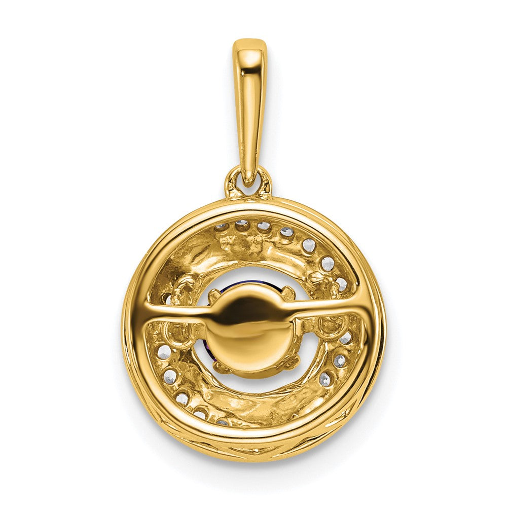 14k Round Amethyst and Diamond Pendant