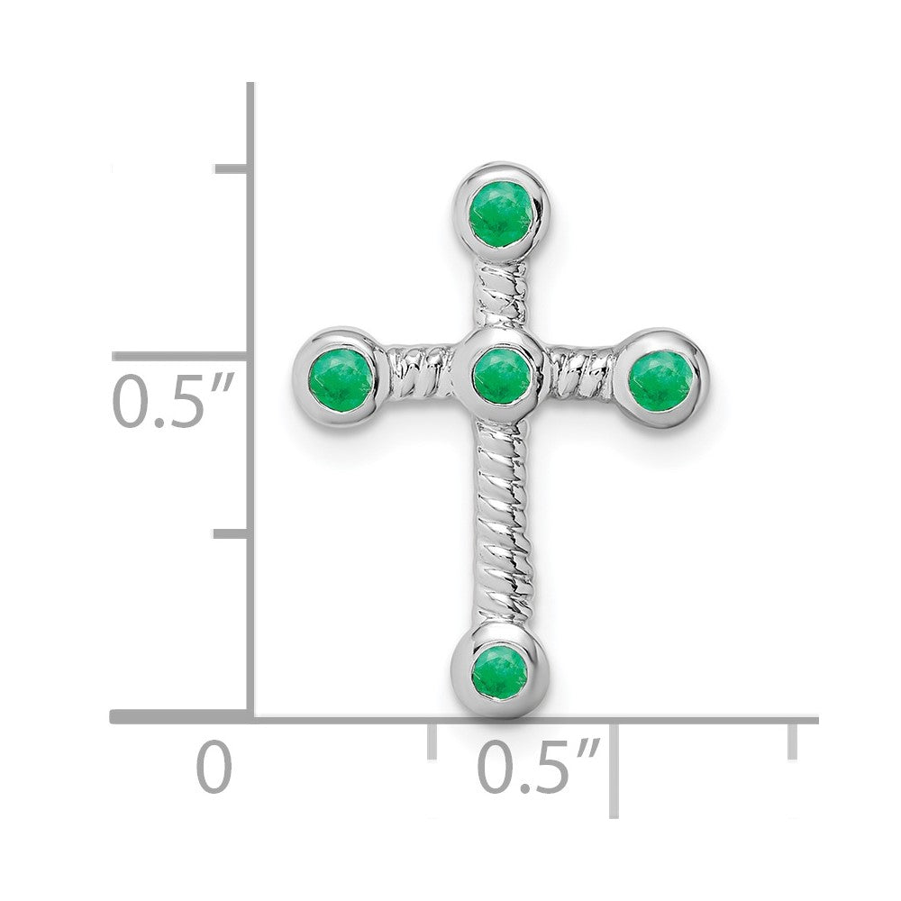 10k White Gold Emerald Cross Chain Slide