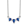 14k White Gold Pear Sapphire and Diamond 18 inch Necklace