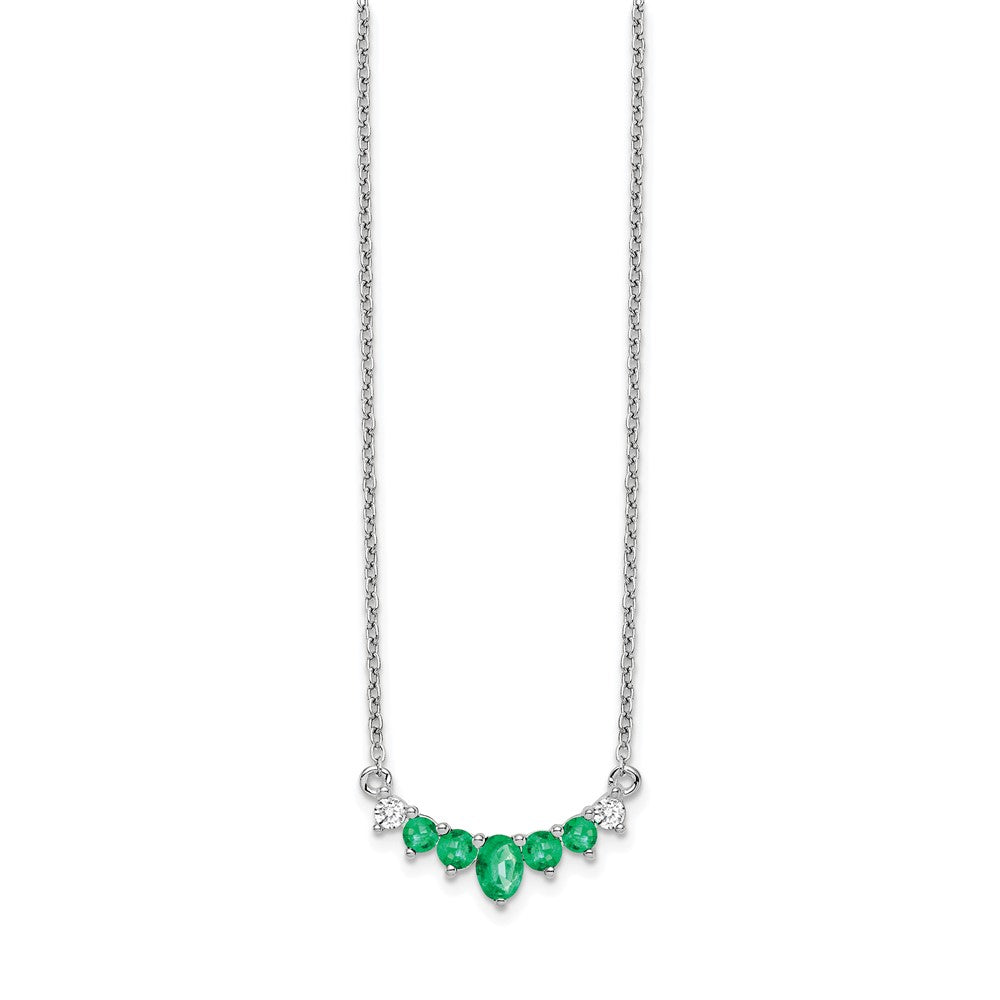 14k White Gold Emerald and Diamond Necklace