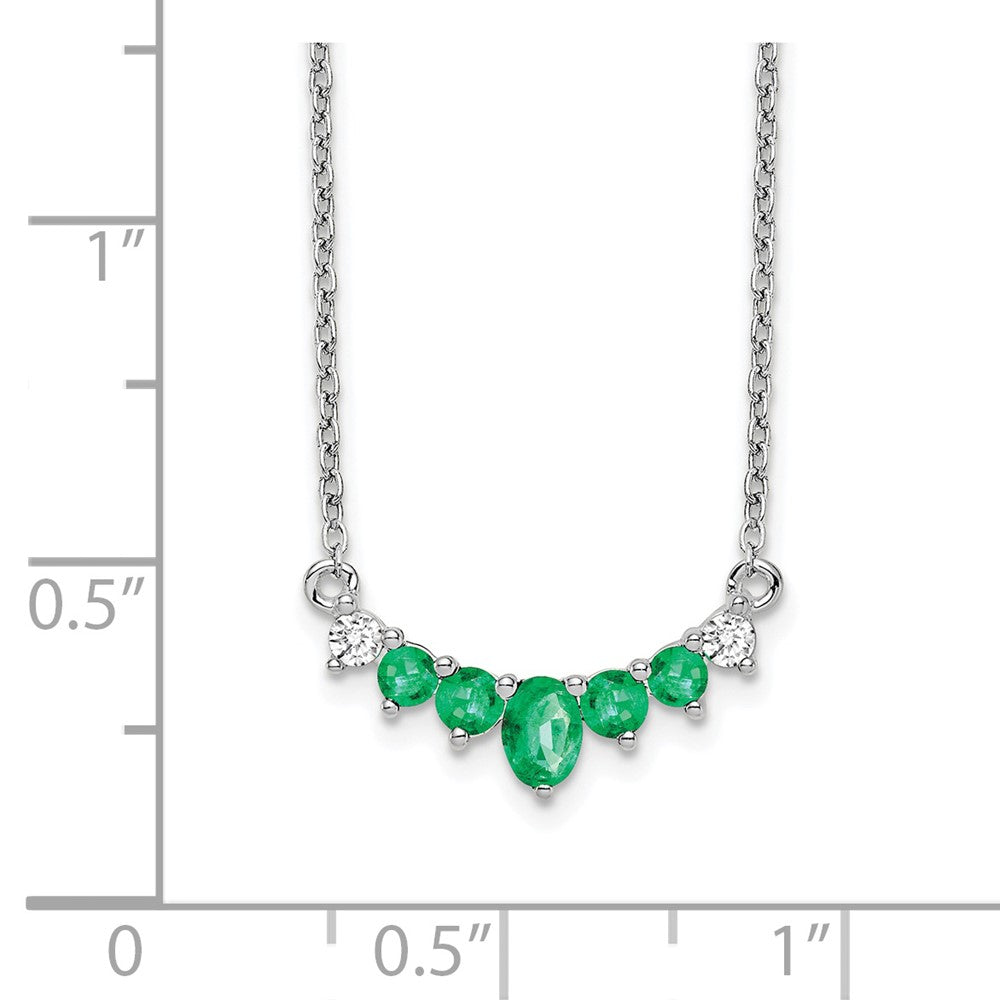 14k White Gold Emerald and Diamond Necklace