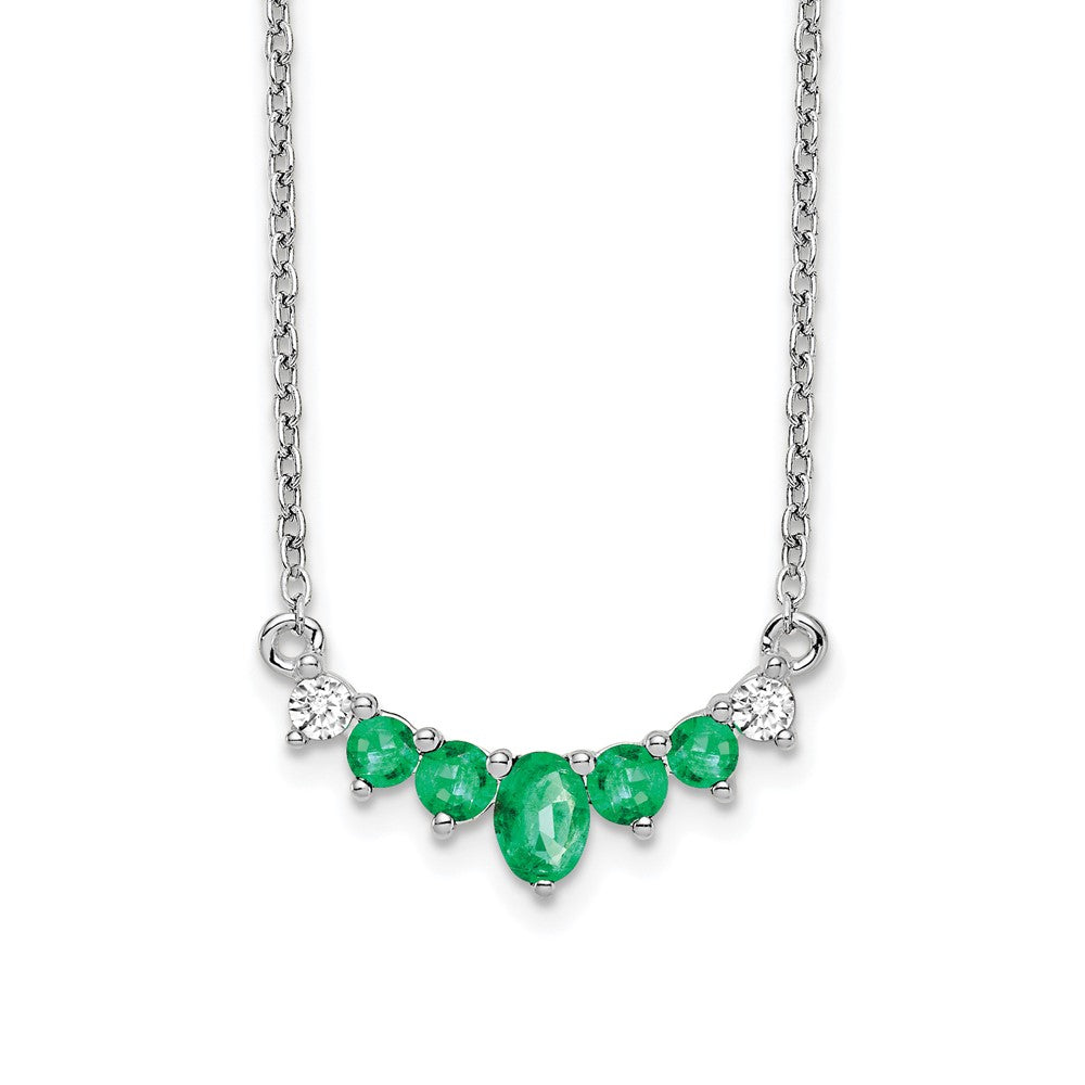 14k White Gold Emerald and Diamond Necklace