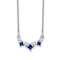 14k White Gold Sapphire and Diamond 18 inch Necklace