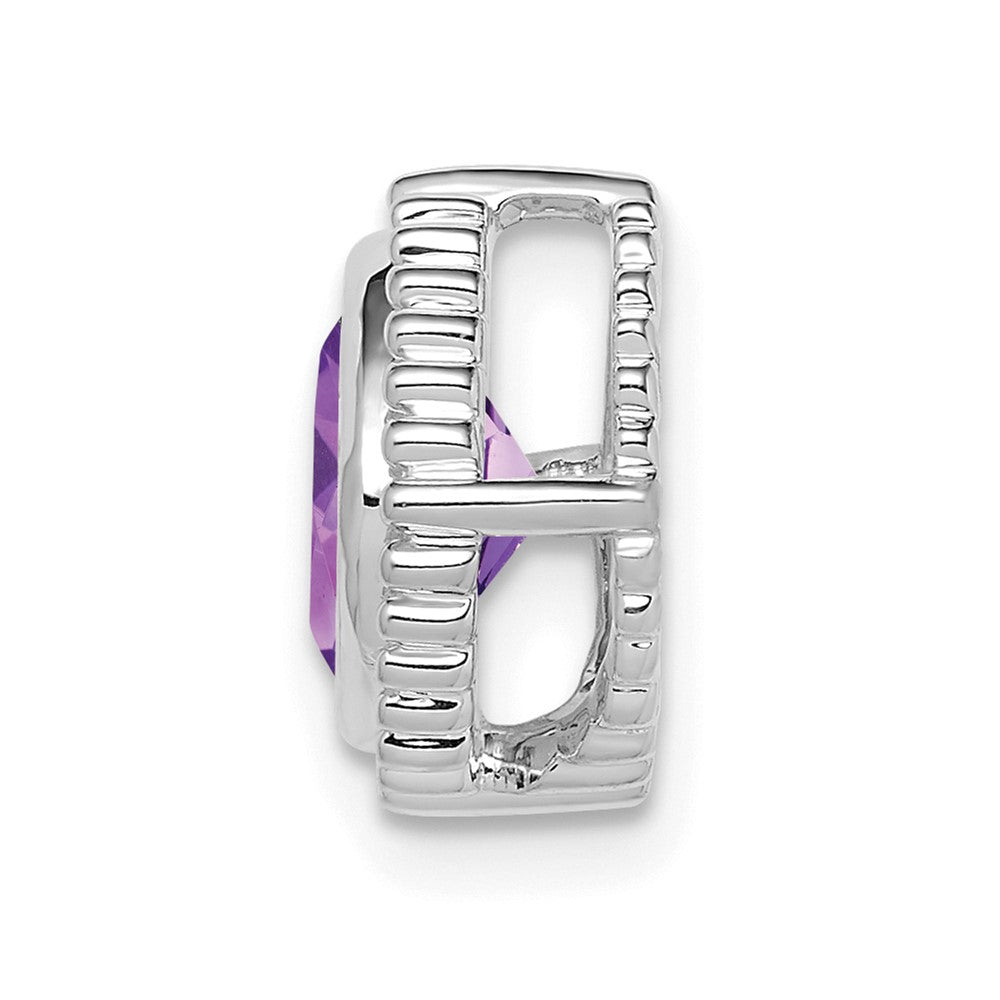 14k White Gold Cushion Amethyst Chain Slide