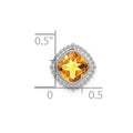 14k White Gold Cushion Citrine Chain Slide