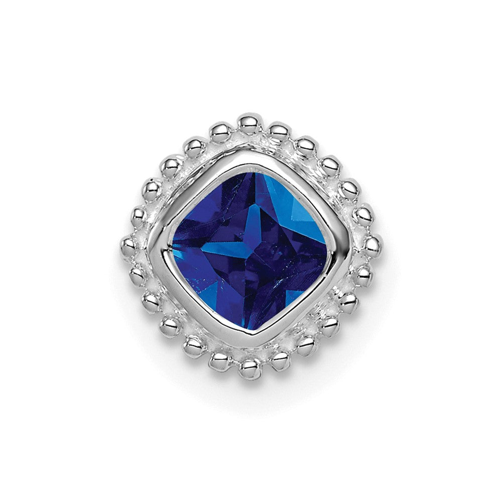 14k White Gold Cushion Sapphire Chain Slide