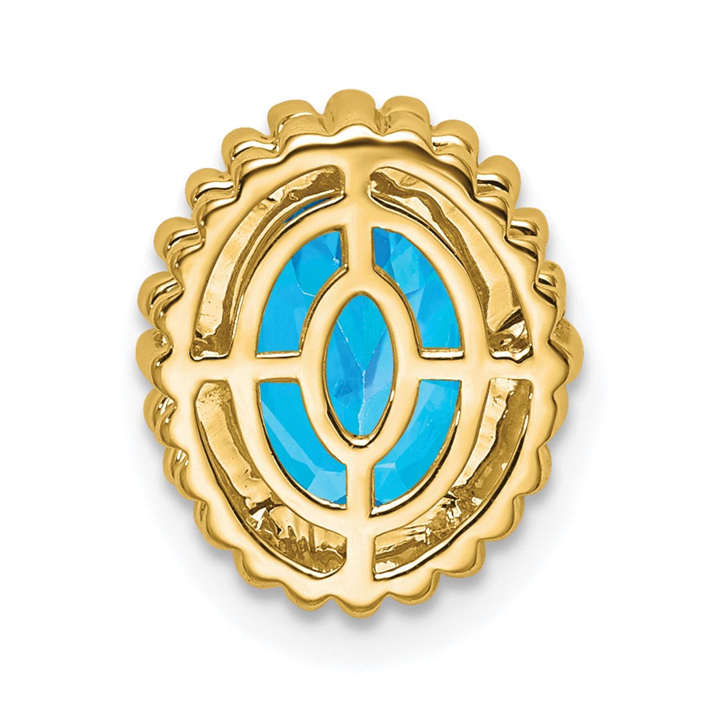 14k Oval Blue Topaz Chain Slide
