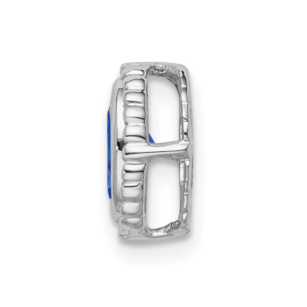 14k White Gold Oval Sapphire Chain Slide