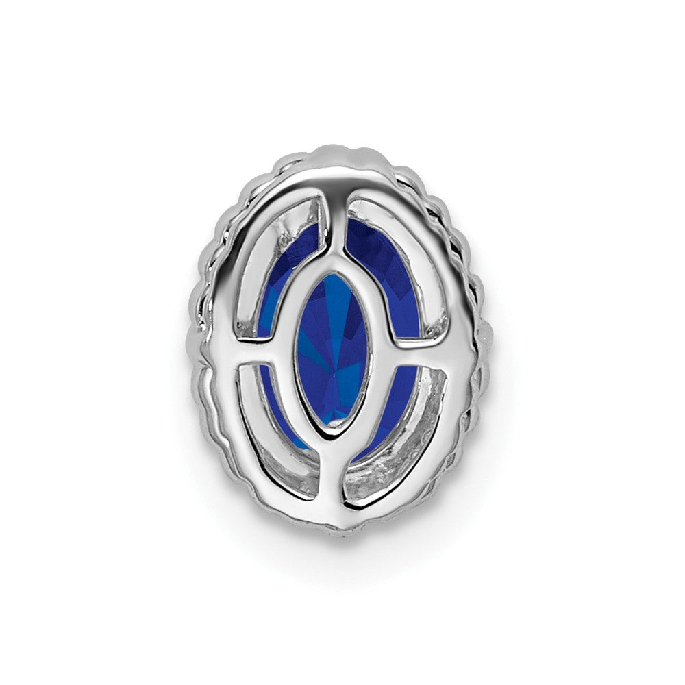 14k White Gold Oval Sapphire Chain Slide