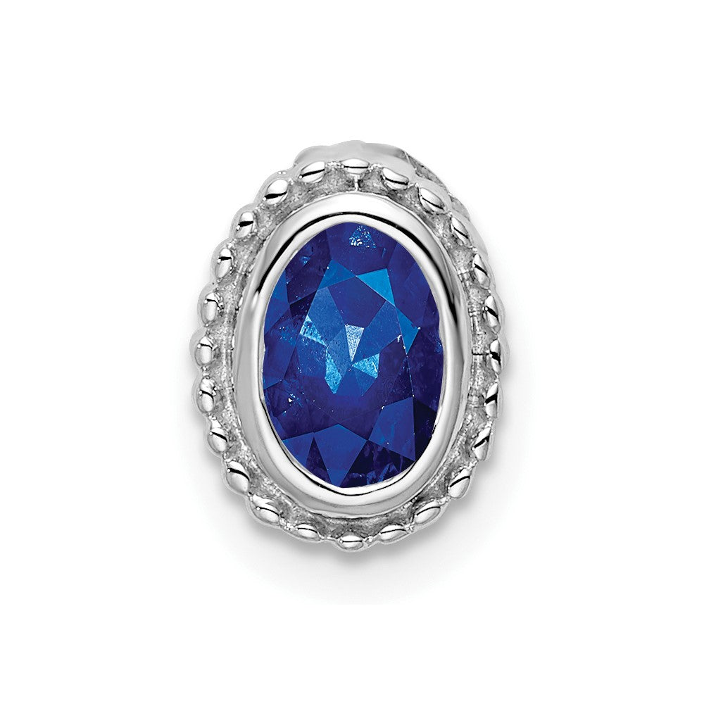14k White Gold Oval Sapphire Chain Slide