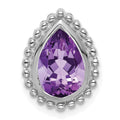 14k White Gold Pear Amethyst Chain Slide