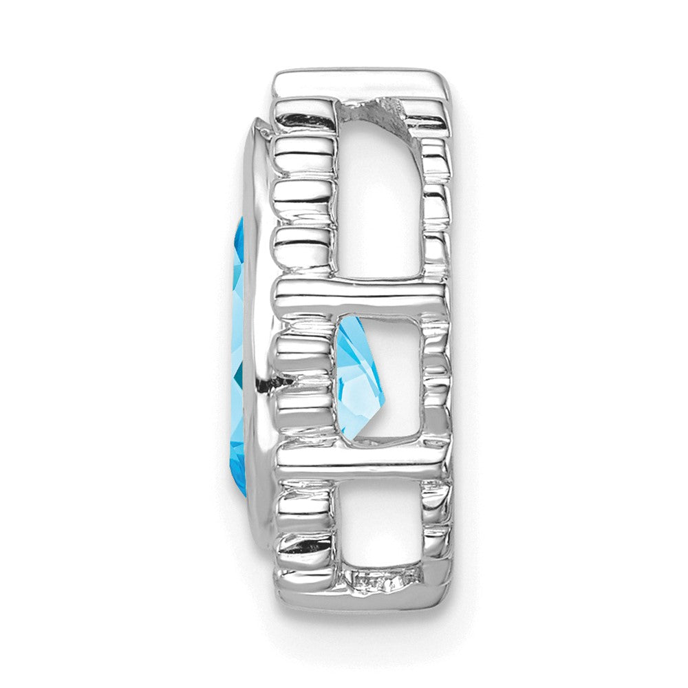14k White Gold Pear Blue Topaz Chain Slide
