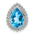 14k White Gold Pear Blue Topaz Chain Slide