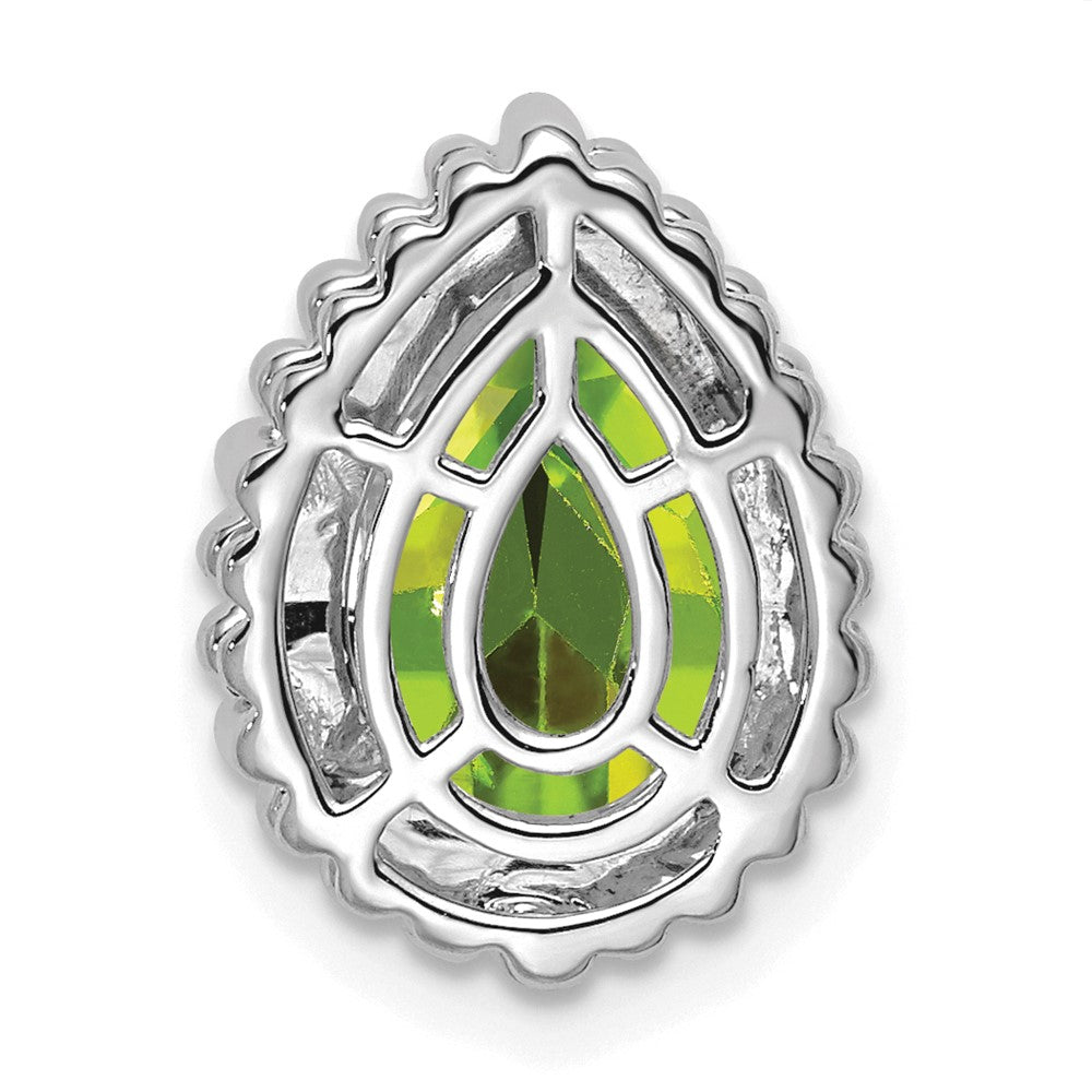 14k White Gold Pear Peridot Chain Slide