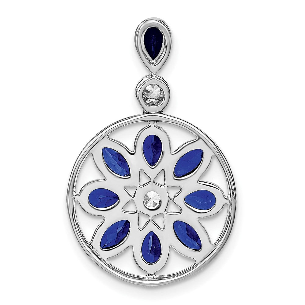 14k White Gold Sapphire and Diamond Pendant