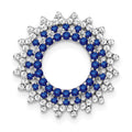 14k White Gold Sapphire and Diamond Sunburst Chain Slide