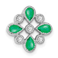 14k White Gold Emerald and Diamond Chain Slide