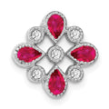 14k White Gold Ruby and Diamond Chain Slide