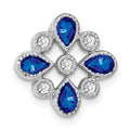 14k White Gold Sapphire and Diamond Chain Slide