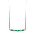 14k White Gold Emerald and Diamond 18in. Bar Necklace