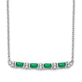 14k White Gold Emerald and Diamond 18in. Bar Necklace