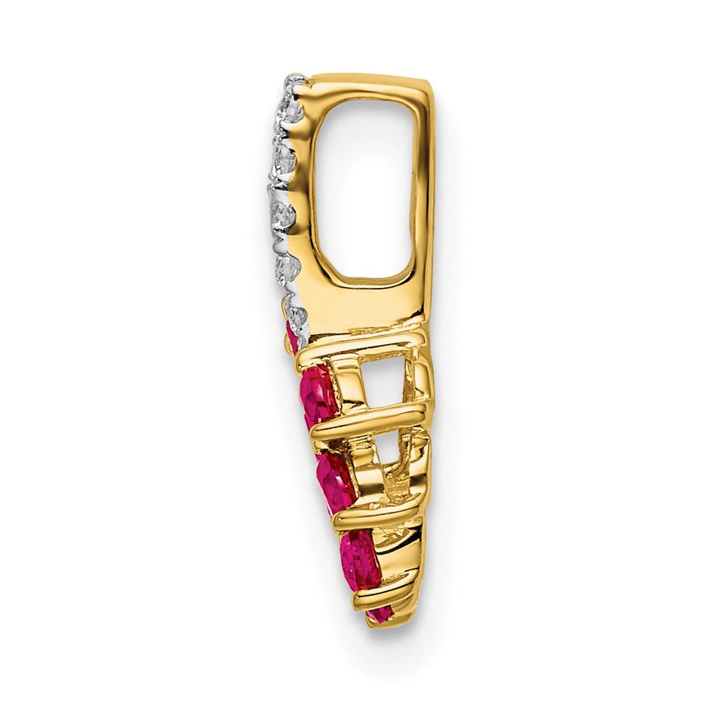 14k Ruby and Diamond Leaf Pendant