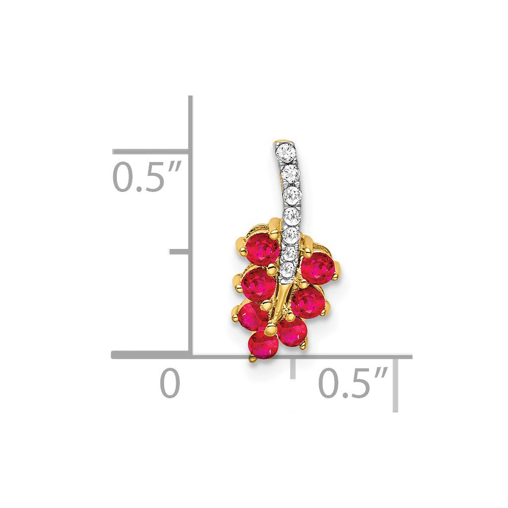 14k Ruby and Diamond Leaf Pendant