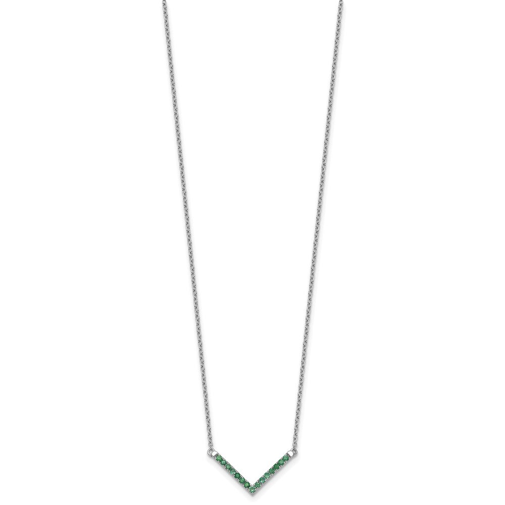 14k White Gold Emerald 18in. V-Necklace