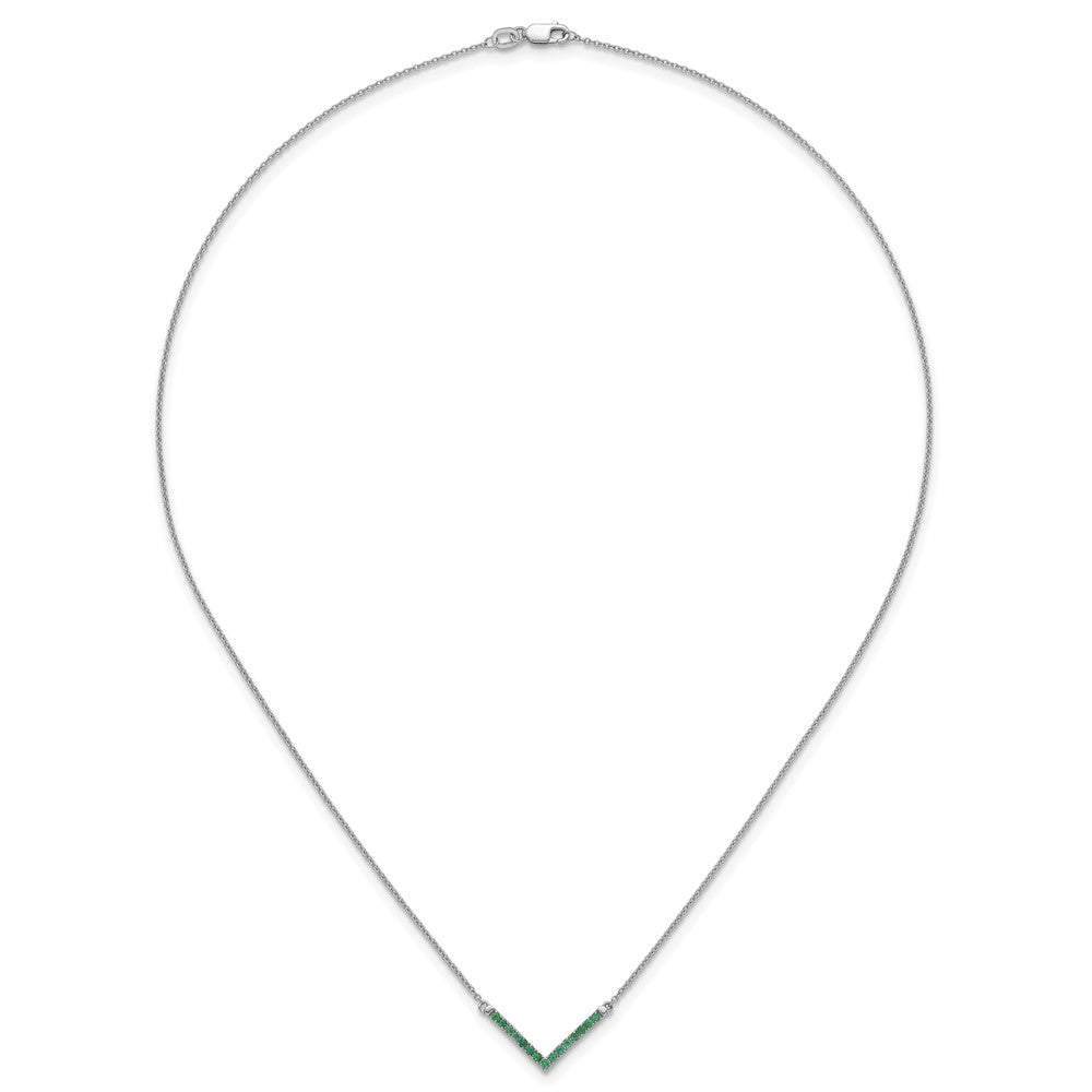 14k White Gold Emerald 18in. V-Necklace