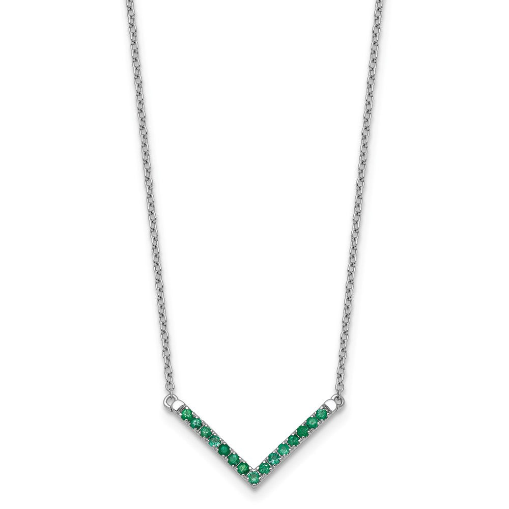 14k White Gold Emerald 18in. V-Necklace