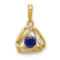 14k Created Sapphire Triangle Pendant