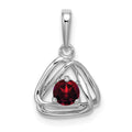 14k White Gold Garnet Triangle Pendant