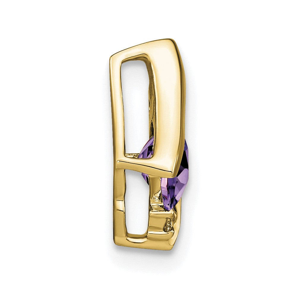 10k Yellow Gold Cushion Amethyst and Diamond Chain Slide
