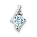 Sterling Silver Antique Cushion Aquamarine and Diamond Pendant