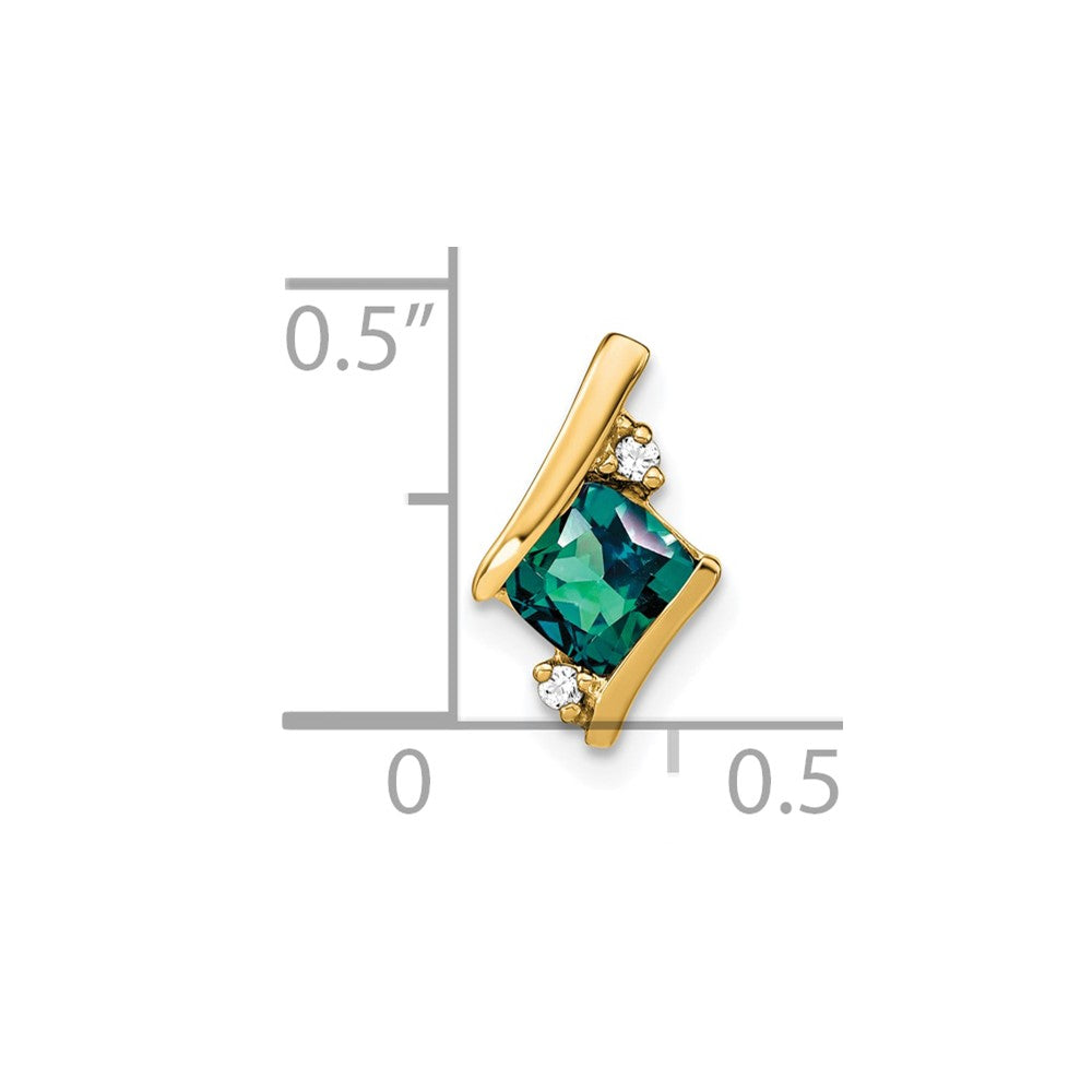 10k Yellow Gold Cushion Cr. Alexandrite and Diamond Chain Slide
