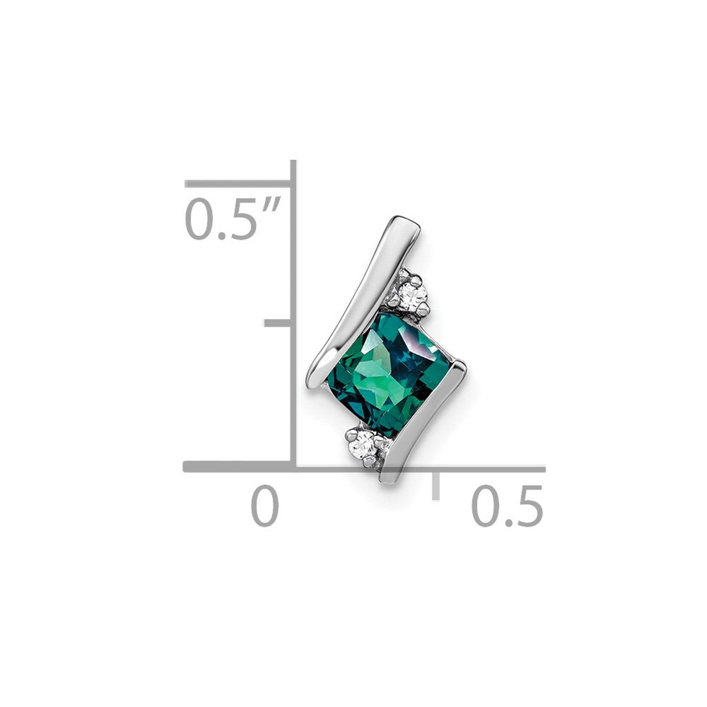 Sterling Silver Antique Cushion Cr. Alexandrite and Diamond Pendant