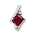 10k White Gold Cushion Cr. Ruby and Diamond Chain Slide