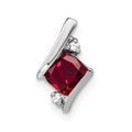 Sterling Silver Antique Cushion Cr. Ruby and Diamond Pendant