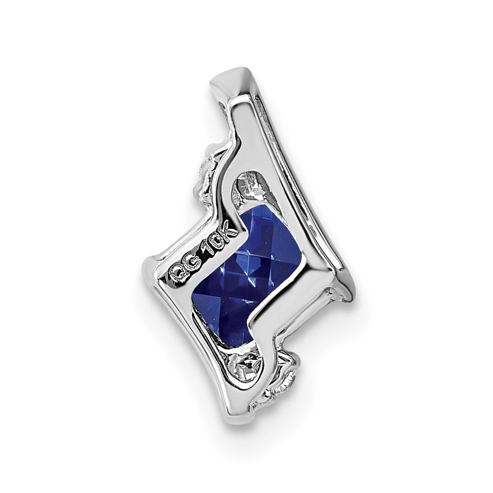 Sterling Silver Antique Cushion Cr. Sapphire and Diamond Pendant