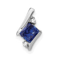 Sterling Silver Antique Cushion Cr. Sapphire and Diamond Pendant