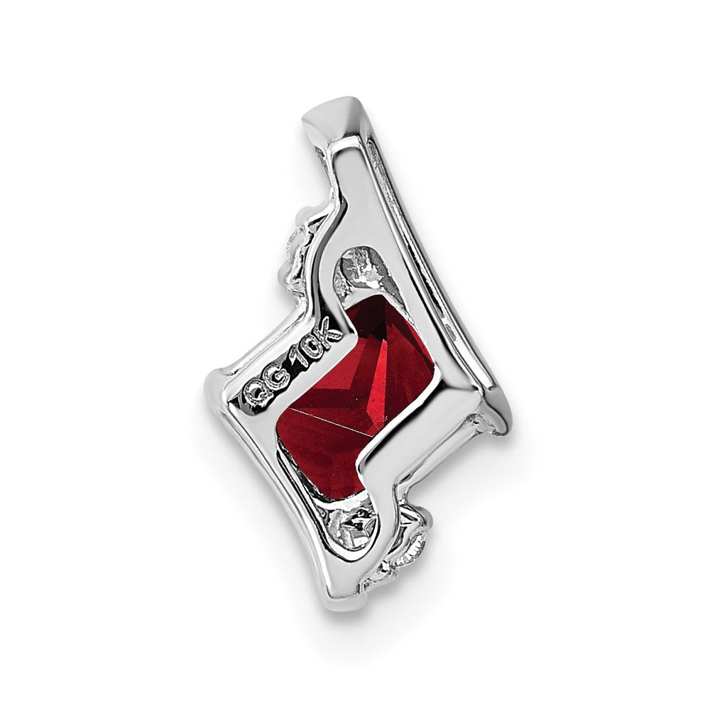 Sterling Silver Antique Cushion Garnet and Diamond Pendant