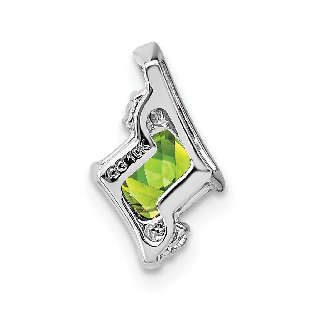 Sterling Silver Antique Cushion Peridot and Diamond Pendant