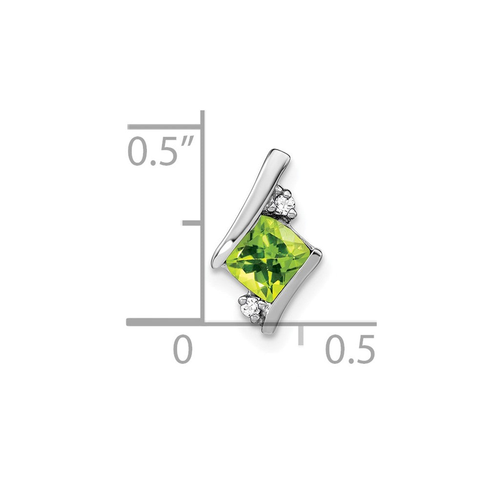 Sterling Silver Antique Cushion Peridot and Diamond Pendant