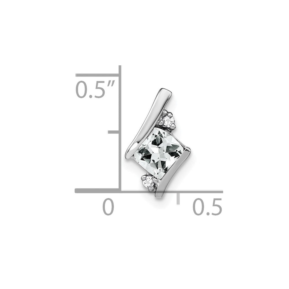 Sterling Silver Antique Cushion White Topaz and Diamond Pendant
