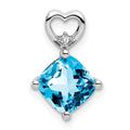14k White Gold Blue Topaz and Diamond Heart Chain Slide