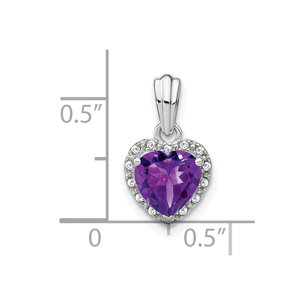 Sterling Silver Rhodium-plated Amethyst and Diamond Pendant