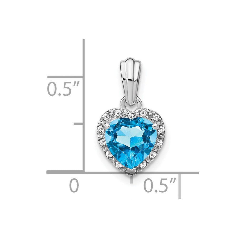 Sterling Silver Rhodium-plated Blue Topaz and Diamond Pendant