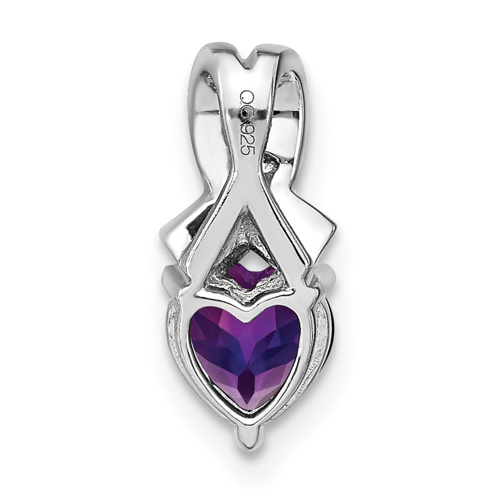 Sterling Silver Rhodium-plated Amethyst and Diamond Pendant